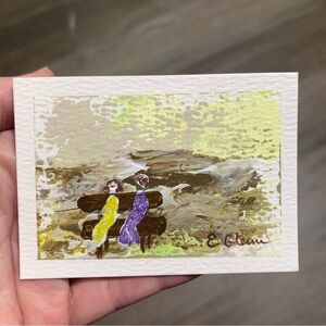 ACEO Original Painting Charming Couple Painting with Yellow and Purple hues